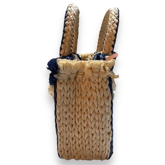 Blue Satchel Emei Straw Paper Satchel in Charcoal Blue Vince Camuto - Picture 3 of 8